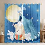 bunny bear moon night blackout curtains bunny happy easter window curtains children gift idea blackout window curtains 100 polyester 41 7 107 9 0
