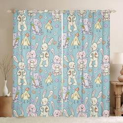 Bunny Chicken Pattern Window Curtains Happy Easter's Day Kidroom Decoration Children Gift Idea