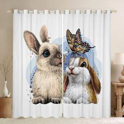 Bunny Rabbit Happy Easter's Day Blackout Curtains Kidroom Decoration Bunny Lovers Gift Birthday Gift Idea