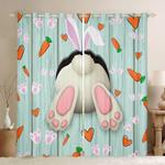 bunny rabbit happy easters day blackout curtains rabbit carrot window decoration gift for friends blackout window curtains 100 polyester 41 7 107 9 0