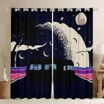 bus riding to the moon pattern blackout curtains idea gift kids room blackout window curtains 100 polyester 41 7 107 9 0