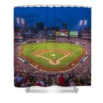busch stadium st louis cardinals night game shower curtain 0