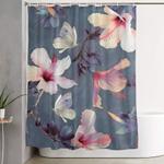 butterflies and hibiscus flowers a painted pattern shower curtain 0
