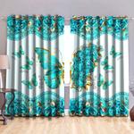 butterfly floral turquoise color curtains butterfly window curtains gift for family members blackout window curtains 100 polyester 417 1079 0