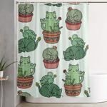 cacti cat pattern shower curtain 0