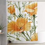 california poppies watercolor painting shower curtain 0