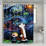 calvin and hobbes starry night shower curtains 0