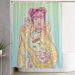 candid candy lady shower curtain 0