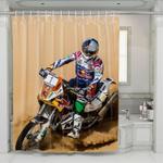 careful for athelte motocross in desert shower curtains 0