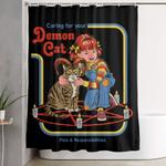 caring for your demon cat shower curtain 0