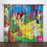 cartoon beauty and the beast curtains pattern blackout window drapes 0