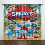 cartoon the smurfs curtains pattern blackout window drapes 0