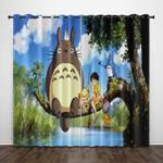 cartoon tonari no totoro curtains pattern blackout window drapes 0