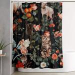 cat and floral pattern ii shower curtain 0