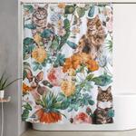 cat and floral pattern iii shower curtain 0