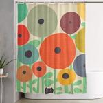 cat in flower garden shower curtain 0