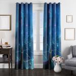 cat in the middle futuristic city window curtains 0