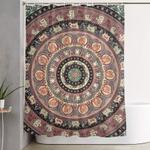 cat yoga medallion shower curtain 0