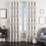 cereal sandwitch and breads with cute faces window curtain 0