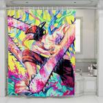 chainsaw art shower curtains 0