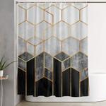 charcoal hexagons shower curtain 0