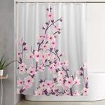cherry blossoms pink gray shower curtain 0