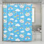 chibi unicorn cats rainbow shower curtains 0