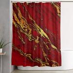 chic elegant fire red ombre glitter marble shower curtain 0