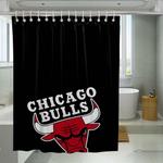 chicago bulls logo black shower curtains 0