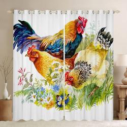 Chicken Farm Happy Easter Blackout Curtains Chicken Rooster Watercolor Curtains Home Decoration
