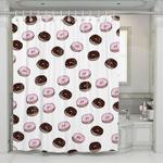 chocolate and strawberry donuts shower curtains 0