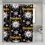 christmas pittsburgh steelers pattern shower curtains 0