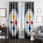 city monochrome steelers football window curtain 0