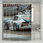 classic car racing in arena shower curtains 0