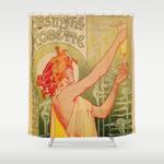 classic french art nouveau absinthe robette shower curtain 0