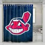 cleveland indians logo blue shower curtains 0