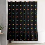 colored dogs on black shower curtain 0
