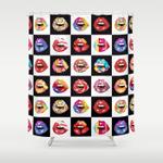 colorful mouth popart shower curtain 0