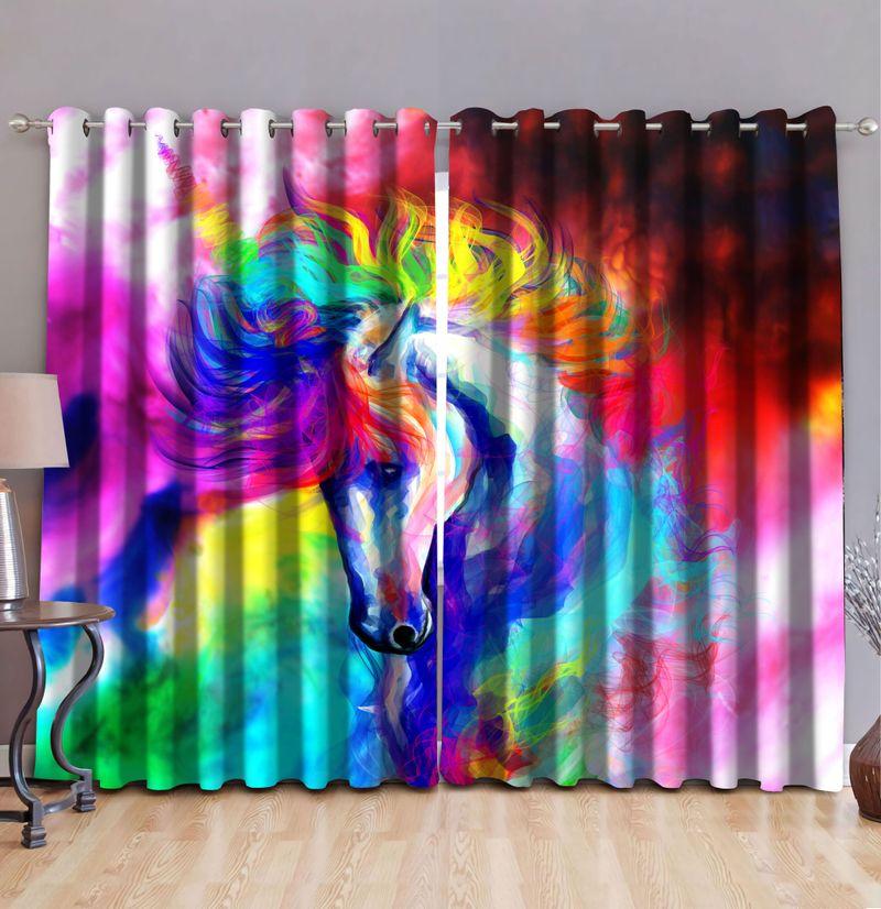 colorful unicorn curtains unicorn watercolor blackout curtains gift for unicorn lovers blackout window curtains 100 polyester 417 1079 0