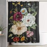 colorful wildflower bouquet on charcoal black shower curtain 0