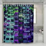 concept cyberpunk building dystopian shower curtains 0