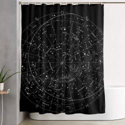 Constellation Map - Black And White Shower Curtain Set For Bathroom Decor Best Gift For Friends