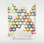 contemporary colourful honeycomb illustration shower curtain 0