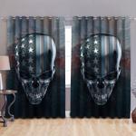 cool vibe skull american flag stripes curtain halloween decor item blackout window curtains 100 polyester 417 1079 0