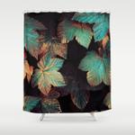 copper and teal leaves shower curtain 0
