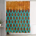 copper metal foil and aqua mermaid scales abstract glitter pattern shower curtain 0