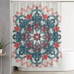coral teal tangle medallion shower curtain 0