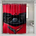corvette c8 red shower curtains 0