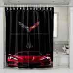 corvette stingray c8 red car 1 shower curtains 0