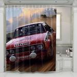 cossack and shell car racing rally shower curtains 0